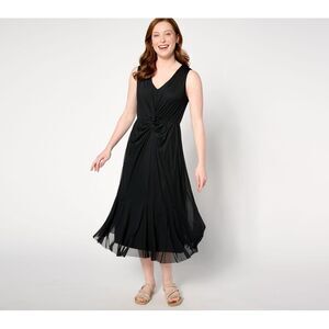 Isaac Mizrahi Live! Women's Dress Sz 2XL Tall Always Twist Front Black A638411